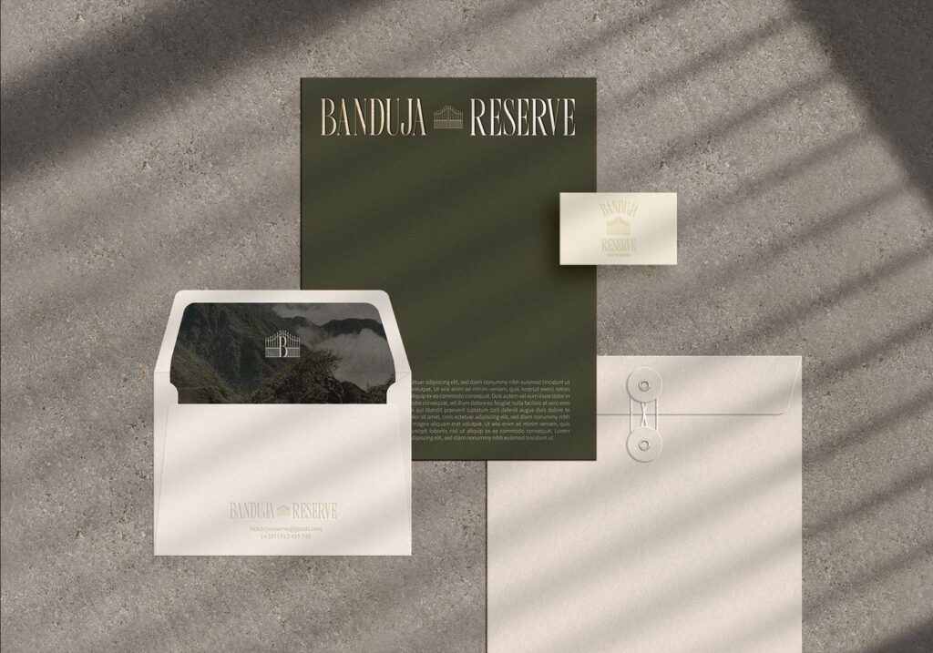 Papel de carta, envelope e cartões da Banduja Reserve