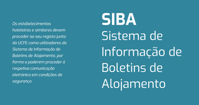 Página de entrada do SIBA, Sistema de Informação de Boletins de Alojamento