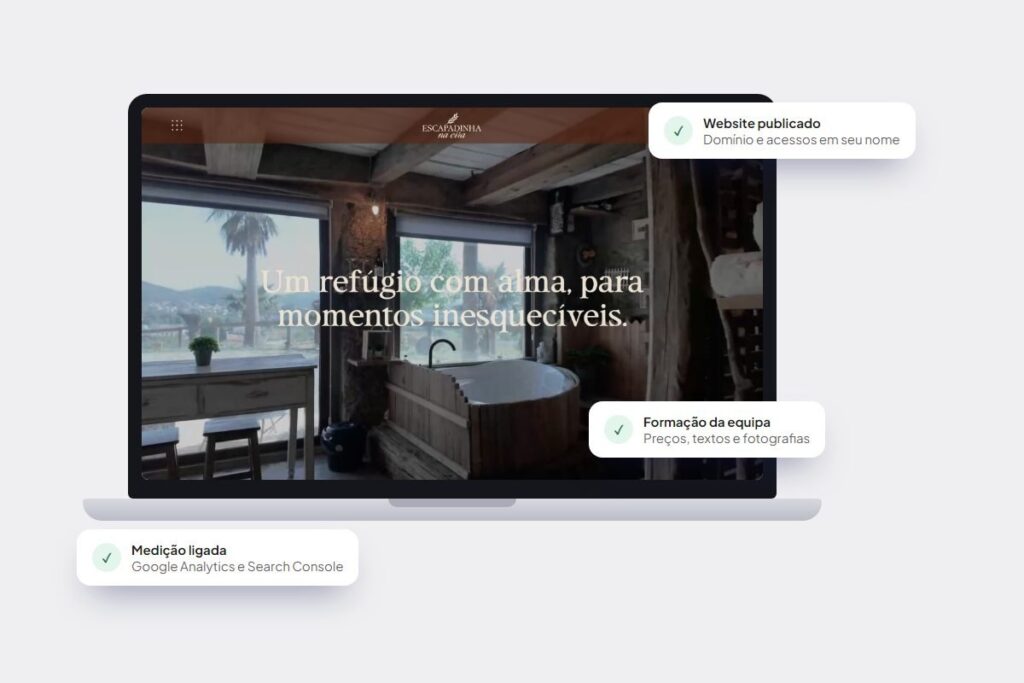 Website da Escapadinha na Eira publicado, num portátil