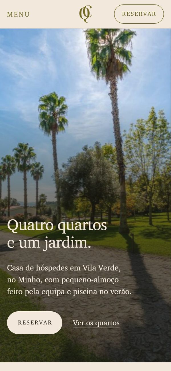 Website da Quinta Clara no telemóvel