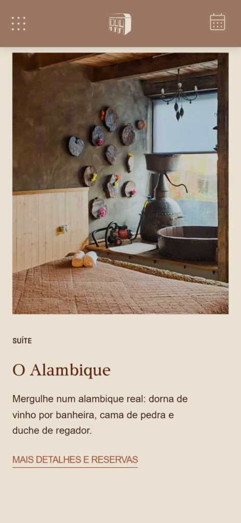 Website da Escapadinha na Eira no telemóvel
