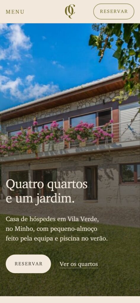 Website da Quinta Clara no telemóvel