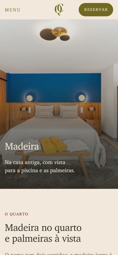 Website da Quinta Clara no telemóvel