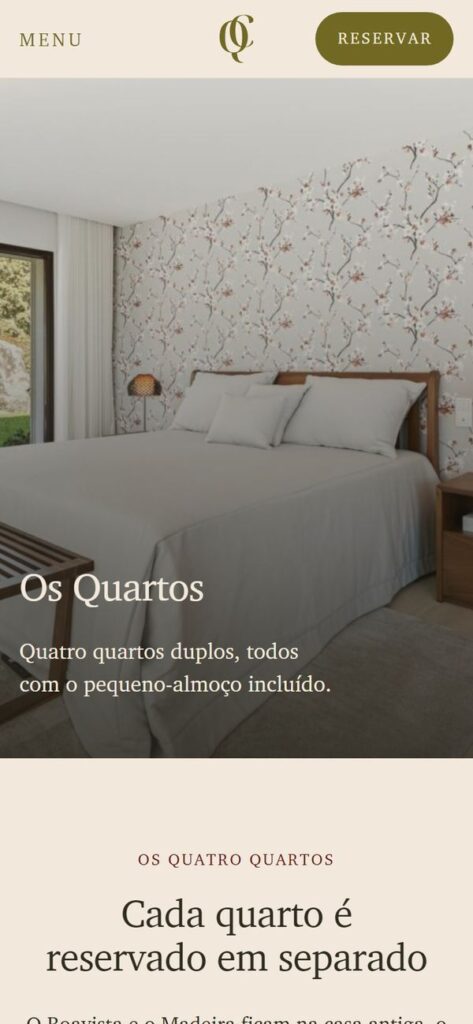 Website da Quinta Clara no telemóvel